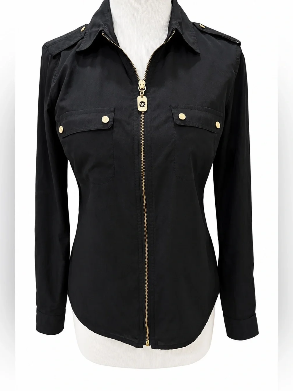 Michael Kors Black Utility Jacket with Gold Hardware XS